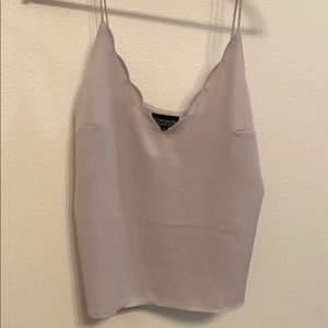 TOPSHOP Scalloped Light Grey Tank